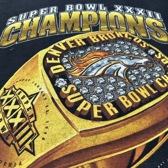 Vintage Pro Player Denver Broncos Super Bowl XXXII Champions 1998 T-Shirt MEDIUM - Picture 7 of 15